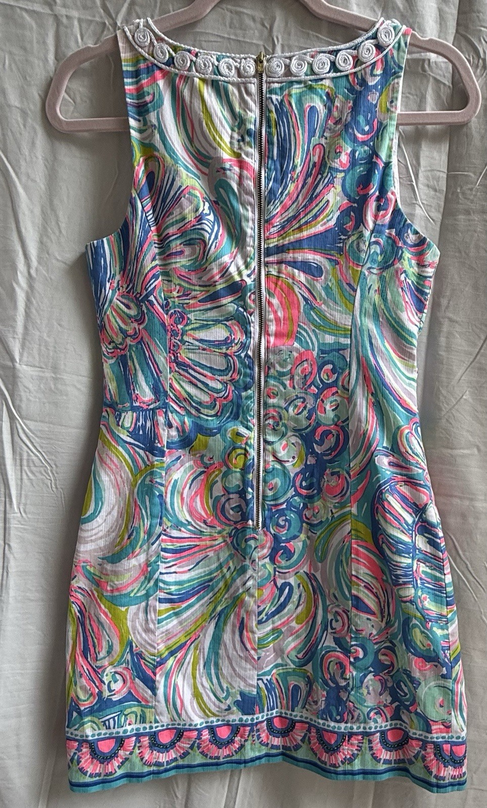 Lilly Pulitzer Gabby Shift Dress 2 Guilty Pleasure White Soutache EUC