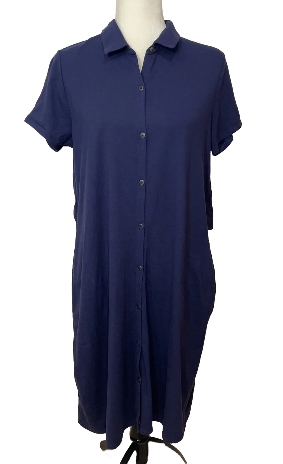 J. Jill Medium Short Sleeve Shirt Dress Jersey Pima Cotton/Modal/Spandex