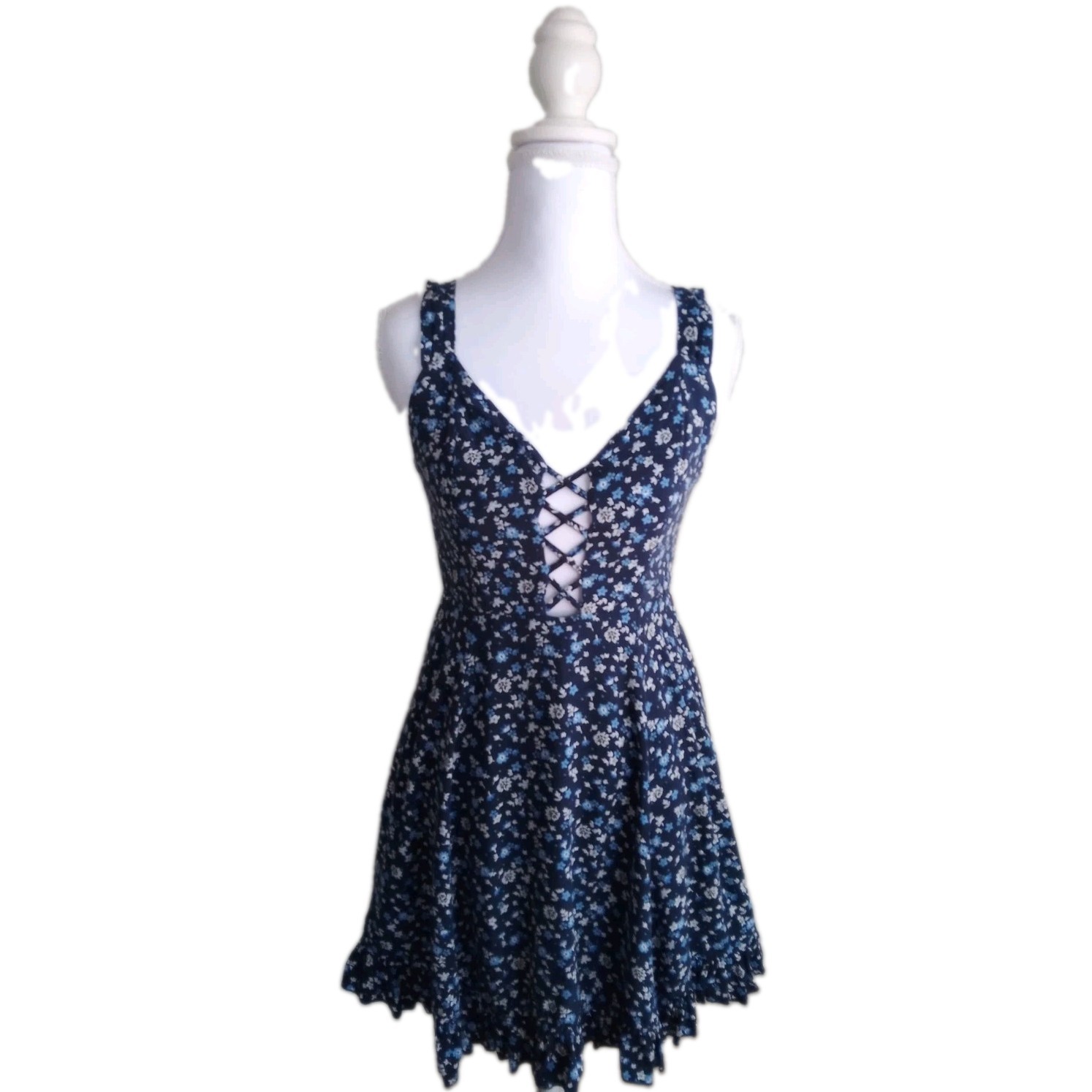 Lulu’s Dress Women’s S Floral Print Poppy Patch Skater Mini Cottegecore Fairy