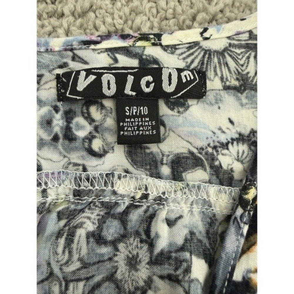 Volcom Floral Print Sleeveless A-Line Dress Women Size Small Keyhole Button Back