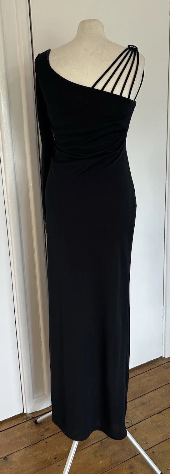 Ronald Joyce After Six Black One Sleeve Cocktail Dress Size 10 Special Occasion