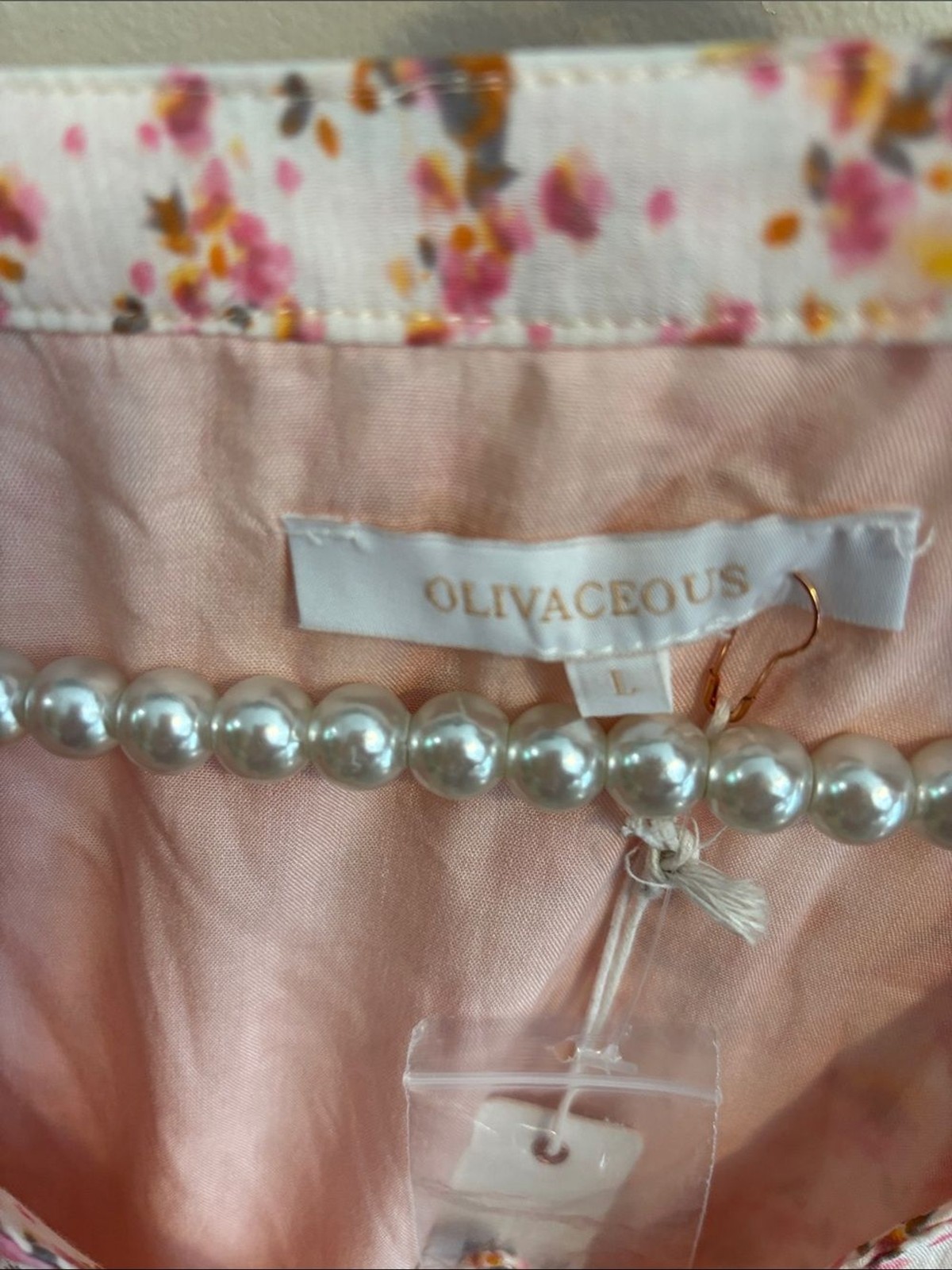 NEW Olivaceous Pink Floral Print button up dress size large