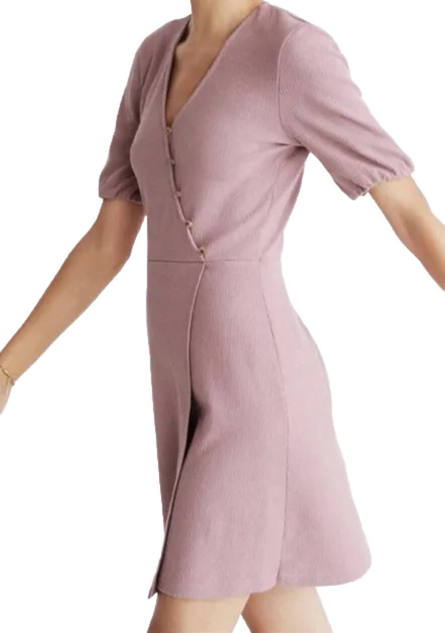 Madewell Dress Cross-Front Button Lilac Sheath Midi Normal Core Sz. L