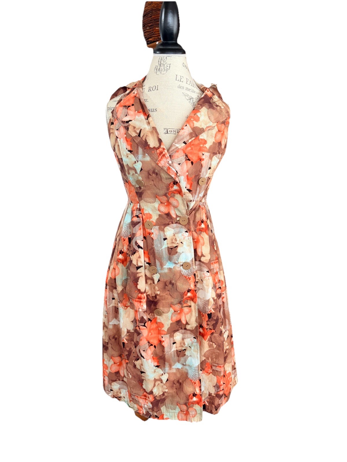 Rickie Freeman By Teri Jon Floral Pleated Dress Size 2 Retro Resort Wear