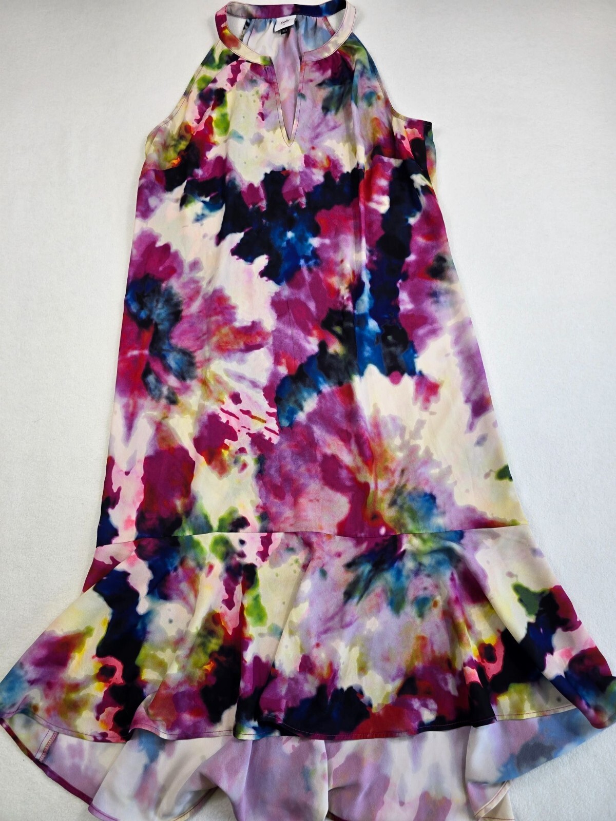 Cabi Womens Small Multicolor Tie-Dye Halter Sun Dress
