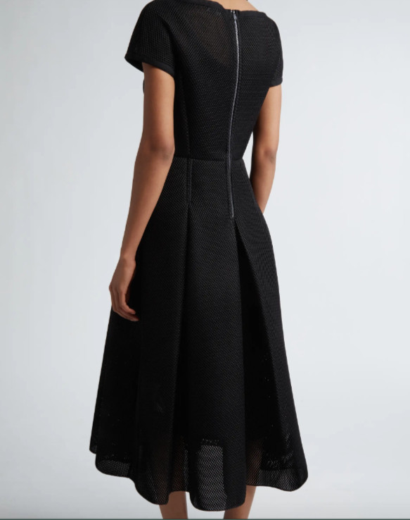 NEW/missing slip, Max Mara Kiens Bateau Neck Techno Mesh Midi Dress Sz 16 #DD29