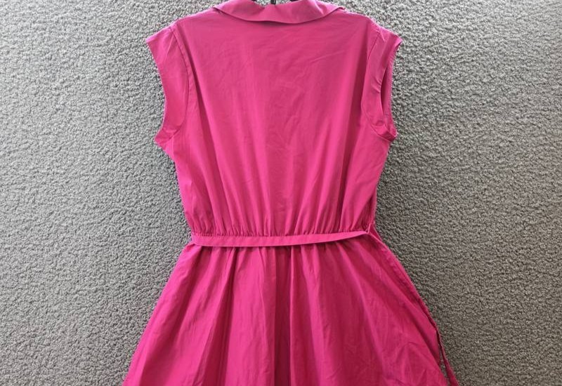 T Tahari Spread-Collar Button-Front Midi Dress Women’s 12 Tulip Pink Belted