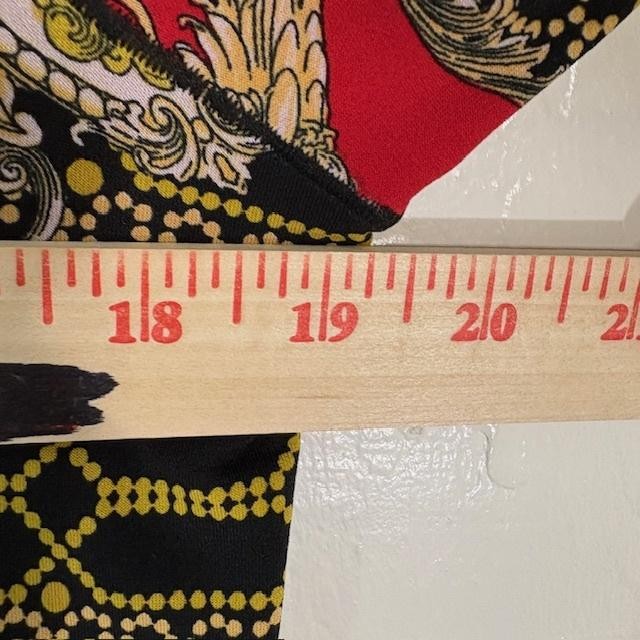 Eva Varro Shift Dress Womens Medium Large Red Baroque Scarf Print 3/4 Sleeve