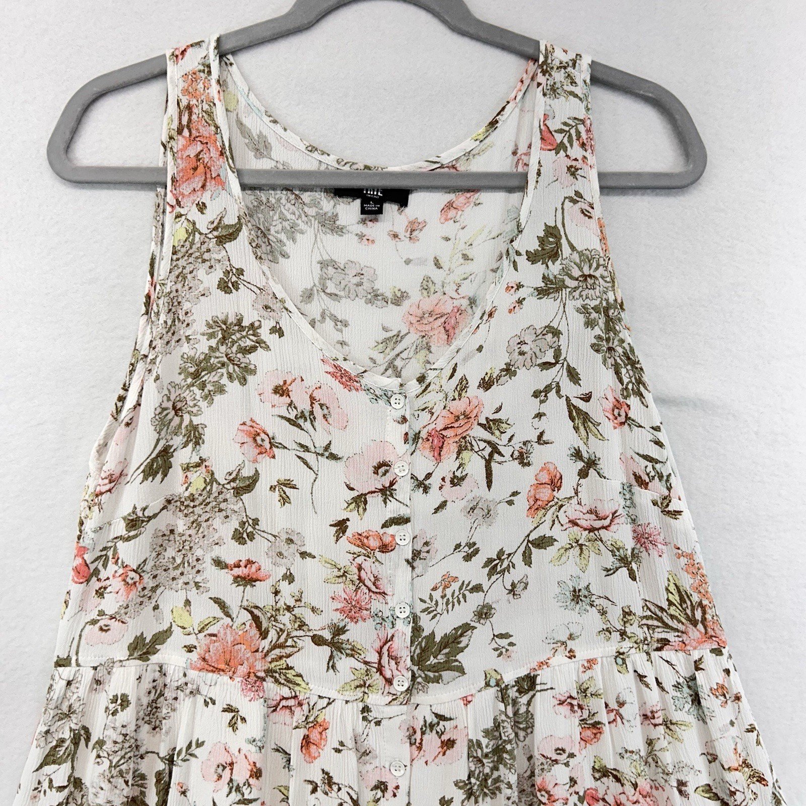 Frye Button Front Midi Dress Large Floral CottageCore Prairie Garden Farm Boho
