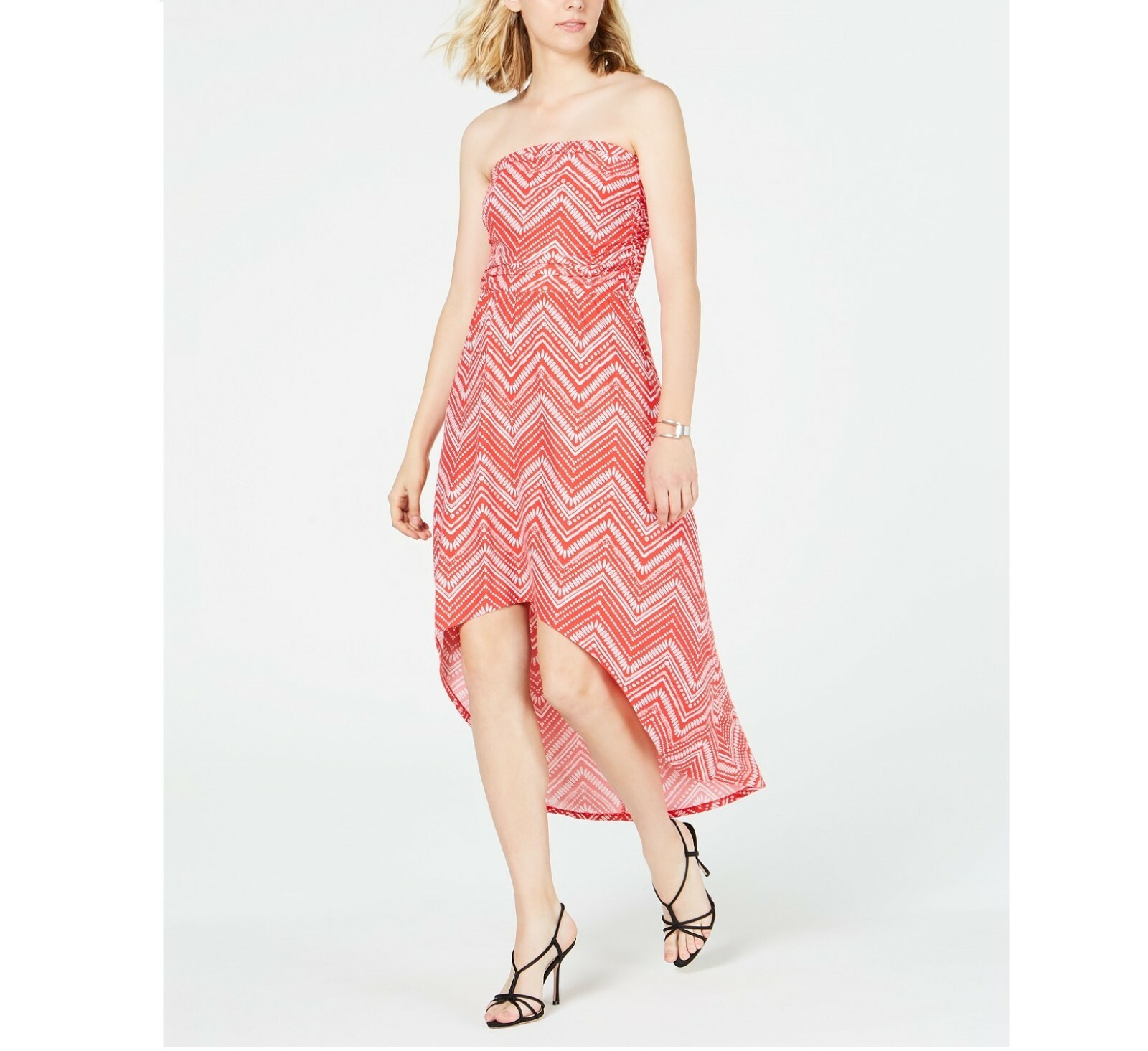 Ultra Flirt Junior Womens XS Red White Strapless High Low Maxi Dress NWT