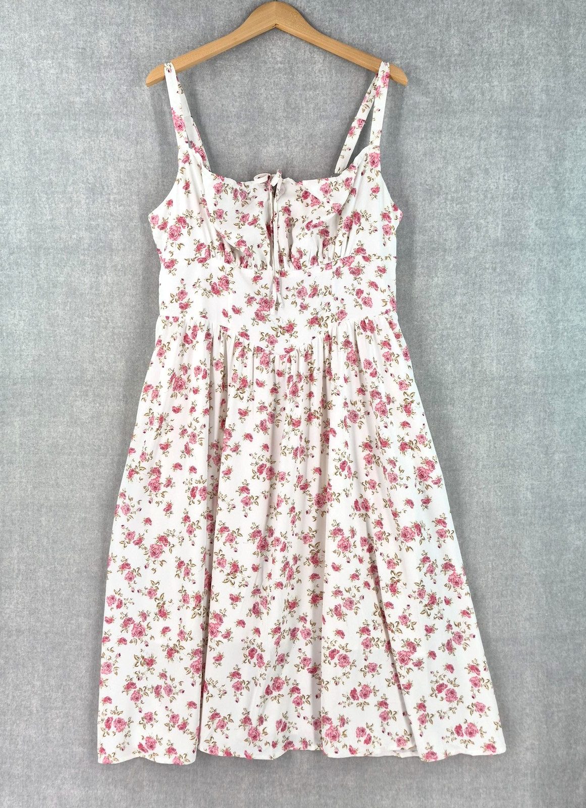 Scarlet Darkness Dress Womens 2XL White Floral Chiffon Midi Sundress Pockets