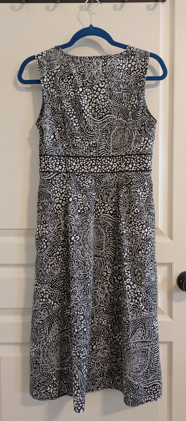 Croft & Barrow Black & White Paisley Sleeveless Midi Dress Cotton Size 8