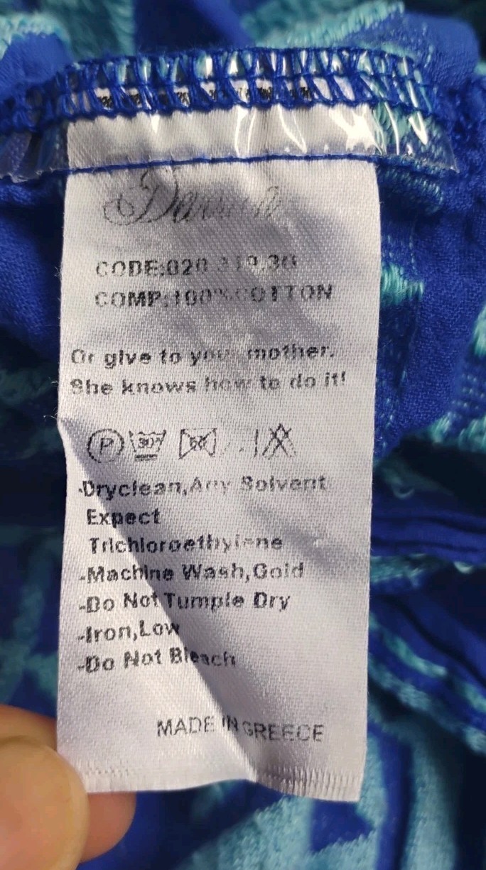 Devotion Twins Ella Dress Geometric Embroidered Blue Mini Small Excellent!