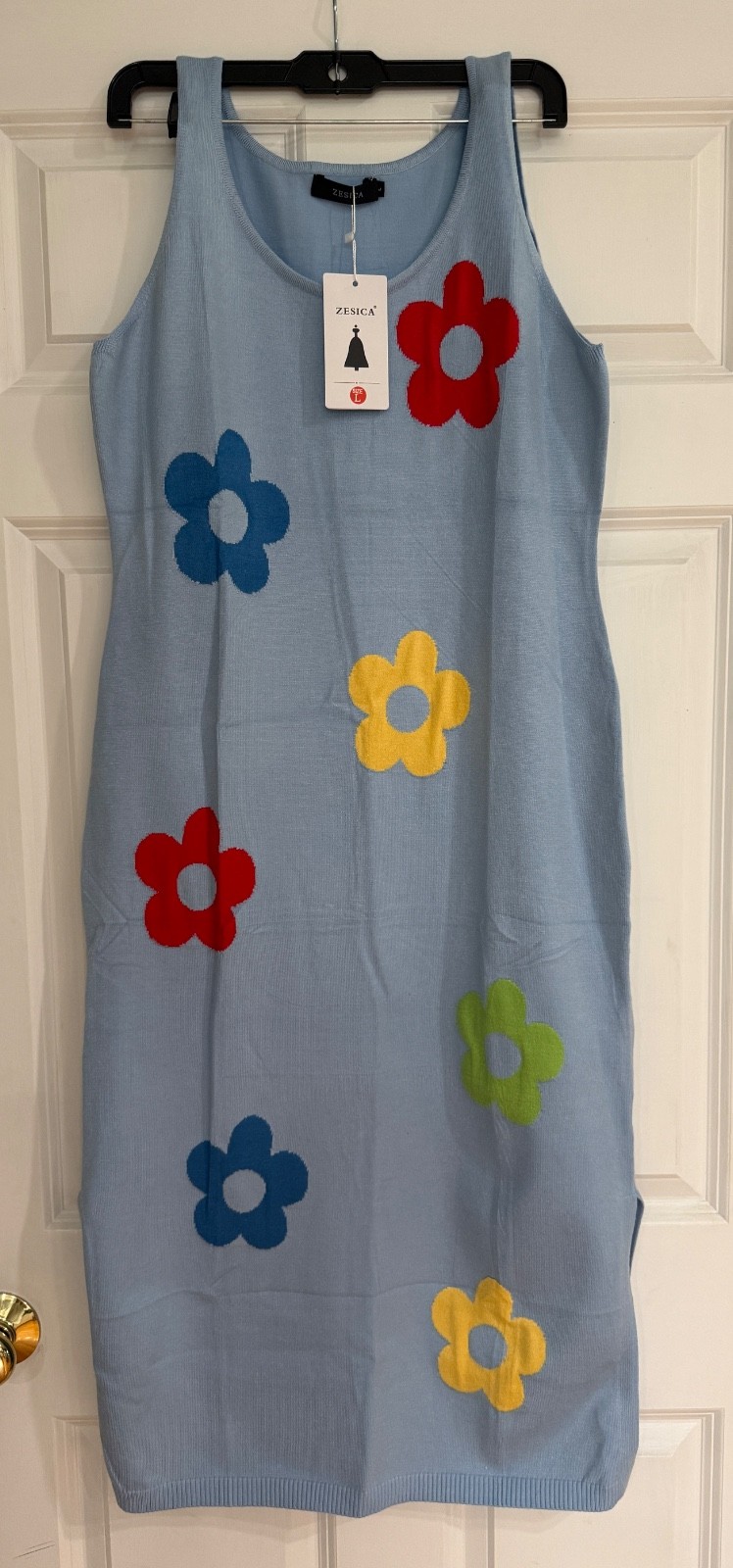 NWT Zesica Maxi Dress Tank Sleeveless blue floral Womens LARGE L