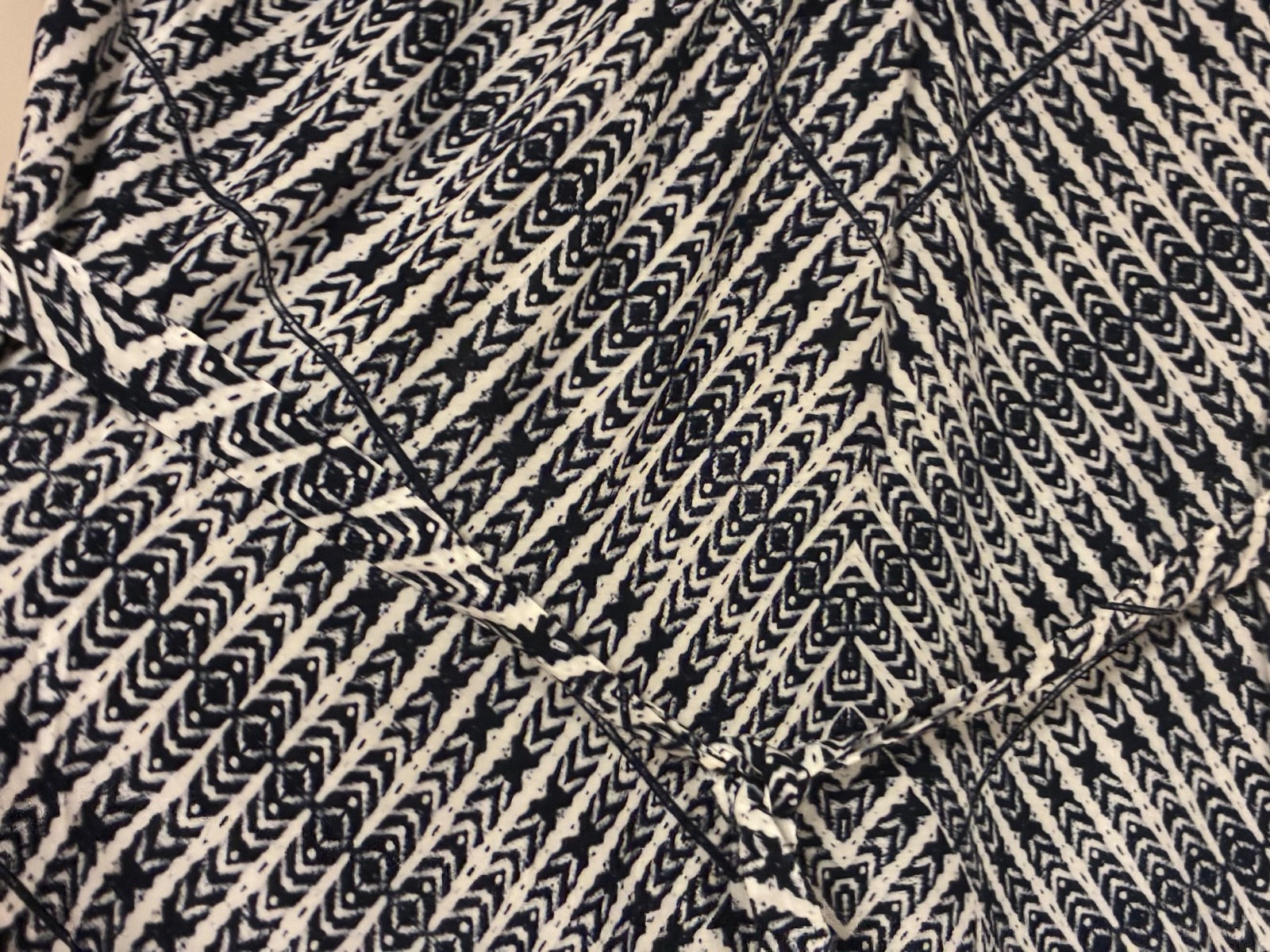 Monsoon size 22 Ruby Geometric print dress navy blue white tunic midi Tie waist