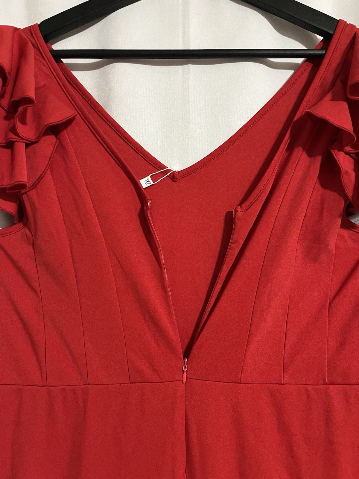 Eksliy Evening Gown Lady Ruffle Backless Maxi Red 2X (Q-1547)