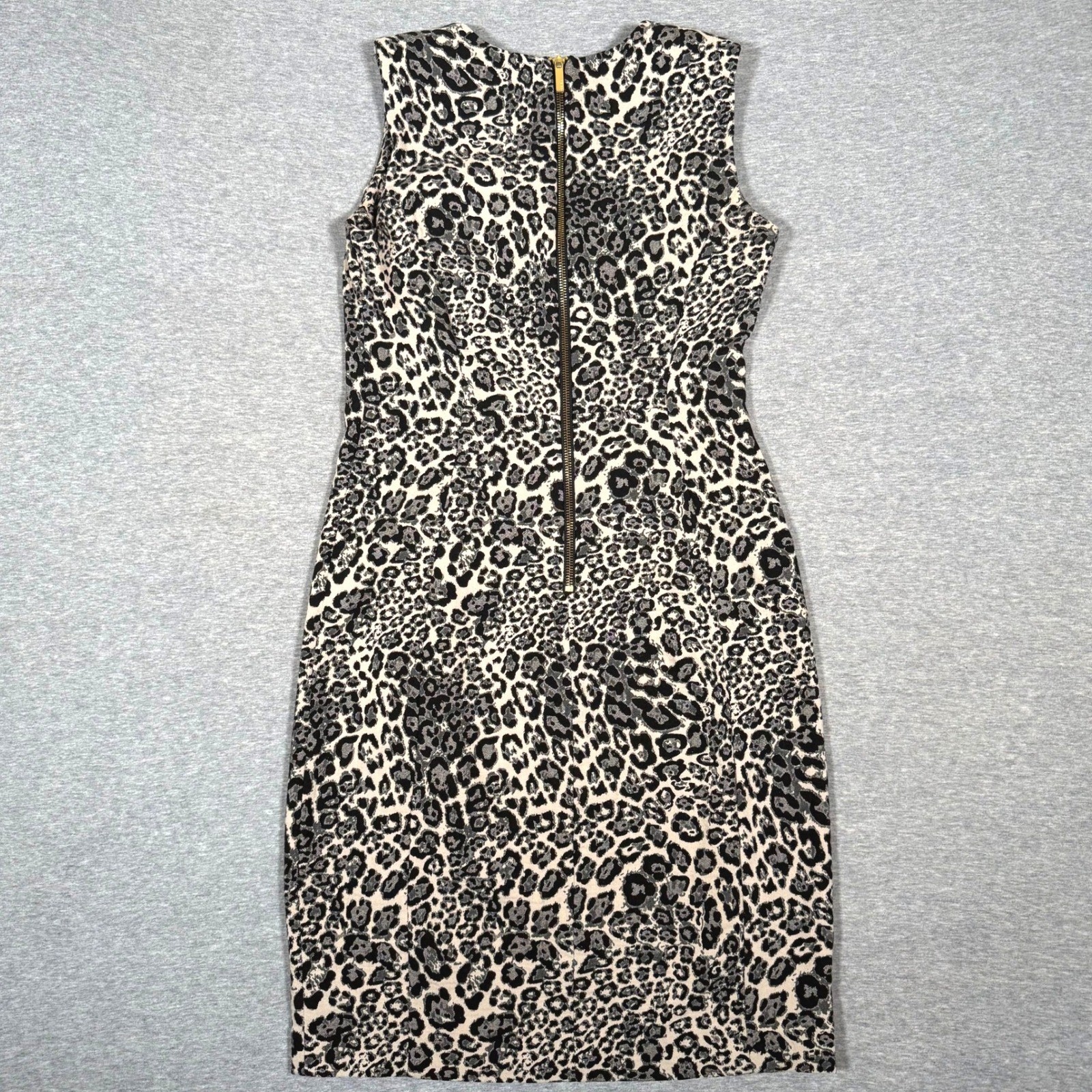 Calvin Klein Womens Leopard Print Sleeveless Sheath Dress Tan Black Size 6