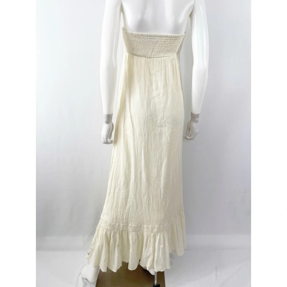 Rip Curl Ivory Strapless Aztec Maxi Dress Size XS Casual Boho Festival Summer
