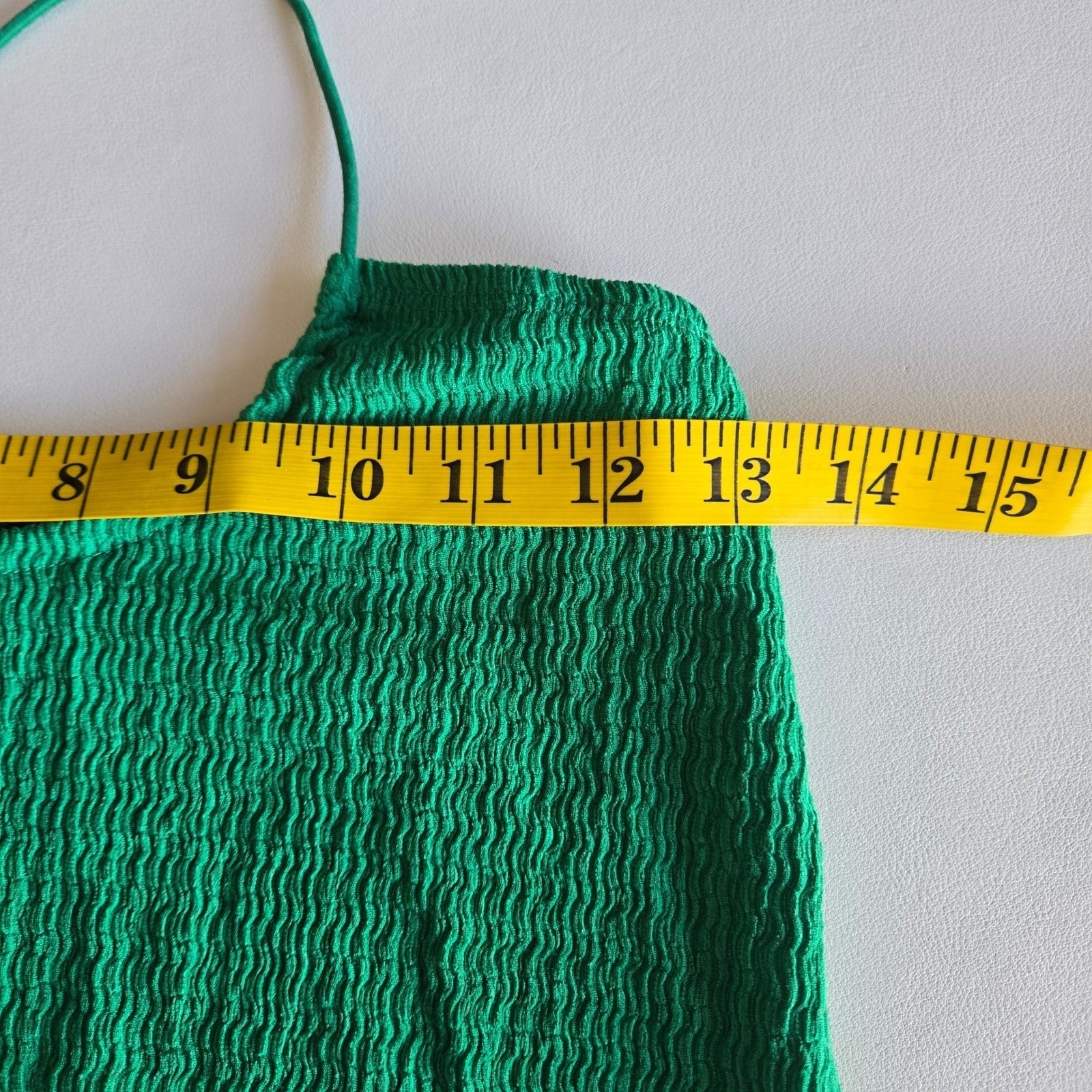 Green Textured Halter Side Slit Maxi Dress Size XS Backless Bodycon Resort Y2K