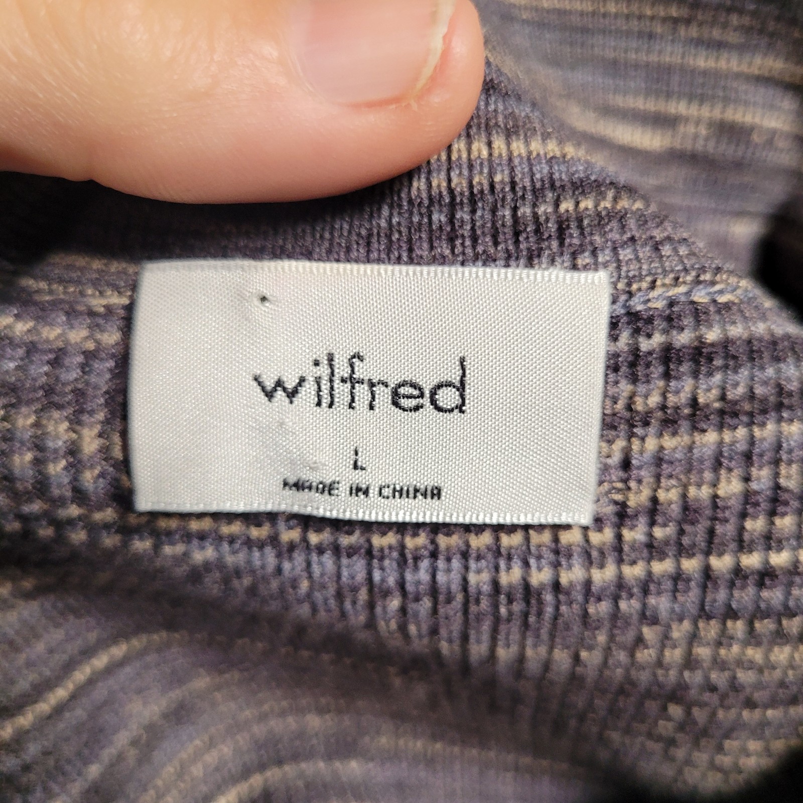Aritzia Wilfred Ribbed Button-Front Polo Midi Dress in Grey Brown Stripe Size…