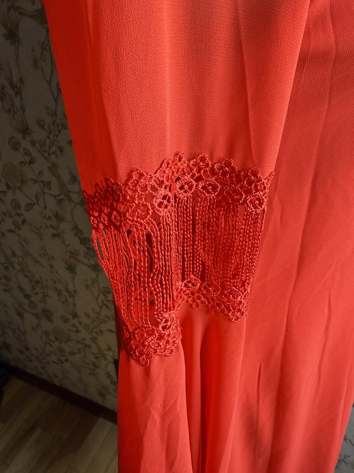 Sequin Hearts Red Dress Size Medium Bell Sleeves Lace