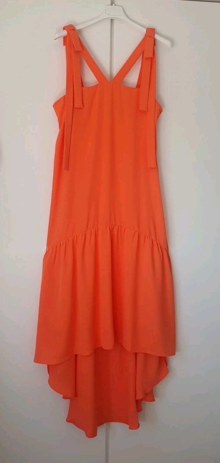Summer dress ❤ orange ❤ long straps bows party wedding “mullet” size 38/40