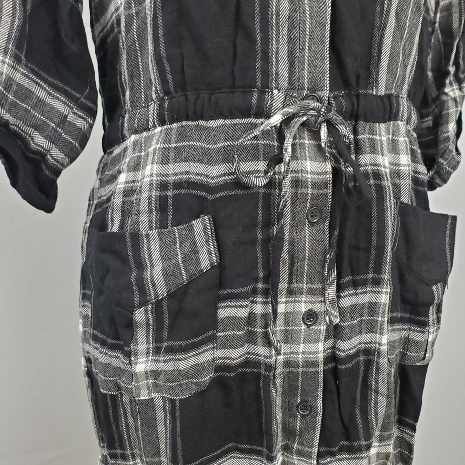 NWT Spense Black White Plaid Shirtdress Pockets Size 10 Old Money Quiet Luxury