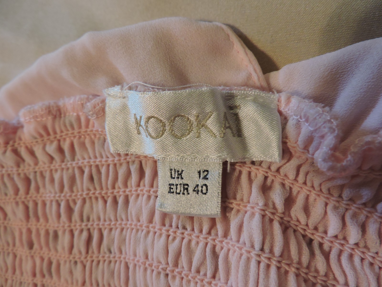 Kookai dress, light rose w/deeper rose polka dots, tie over shoulder