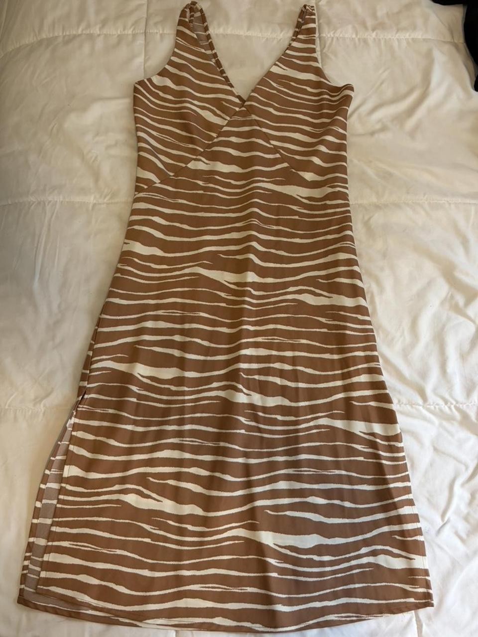 Brown and cream zebra print midi slip dress from A New Day