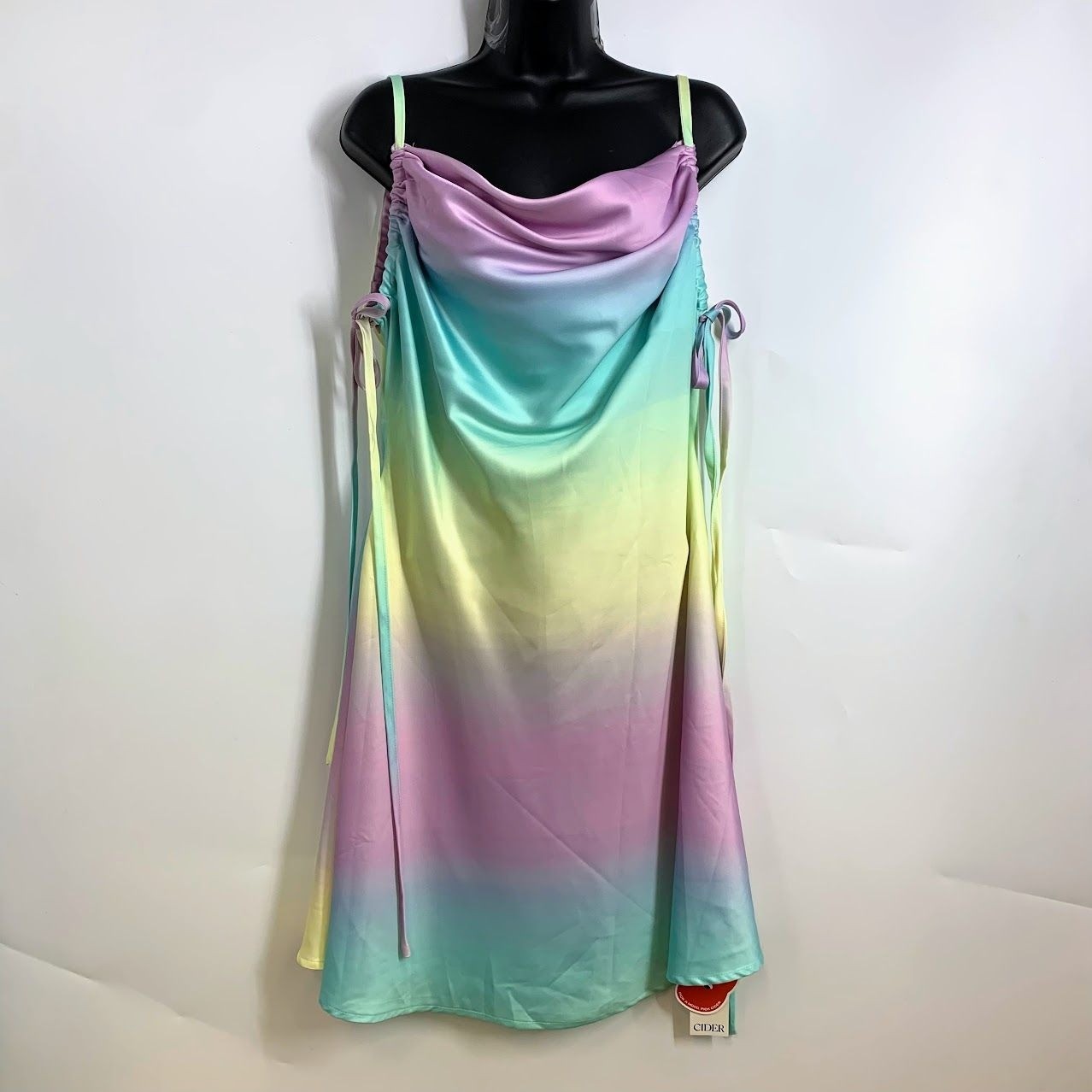 Cider Women’s Silk Gradient Knotted Cami Mini Dress Size 1X NWT