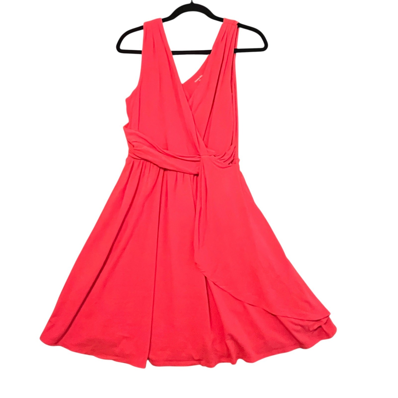 Garnet Hill Sleeveless Wrap Dress Small Red Cotton Blend Casual Summer