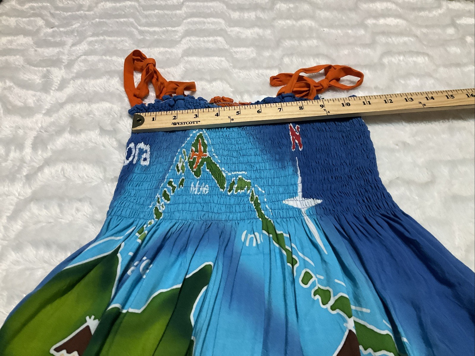 Bora Bora Womens Small Medium Tropical Map Sea Life Tie Shoulder Long Sundress