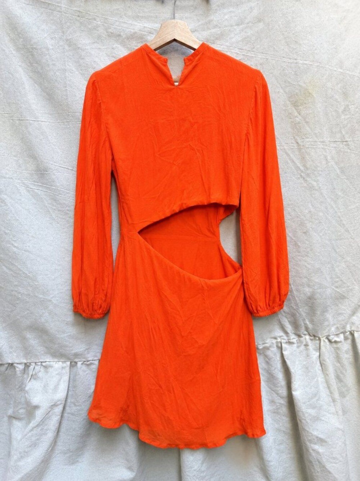 ba&sh Statement Bonica Orange Cutout Draped Mini Dress Size M, Size 2, Summer