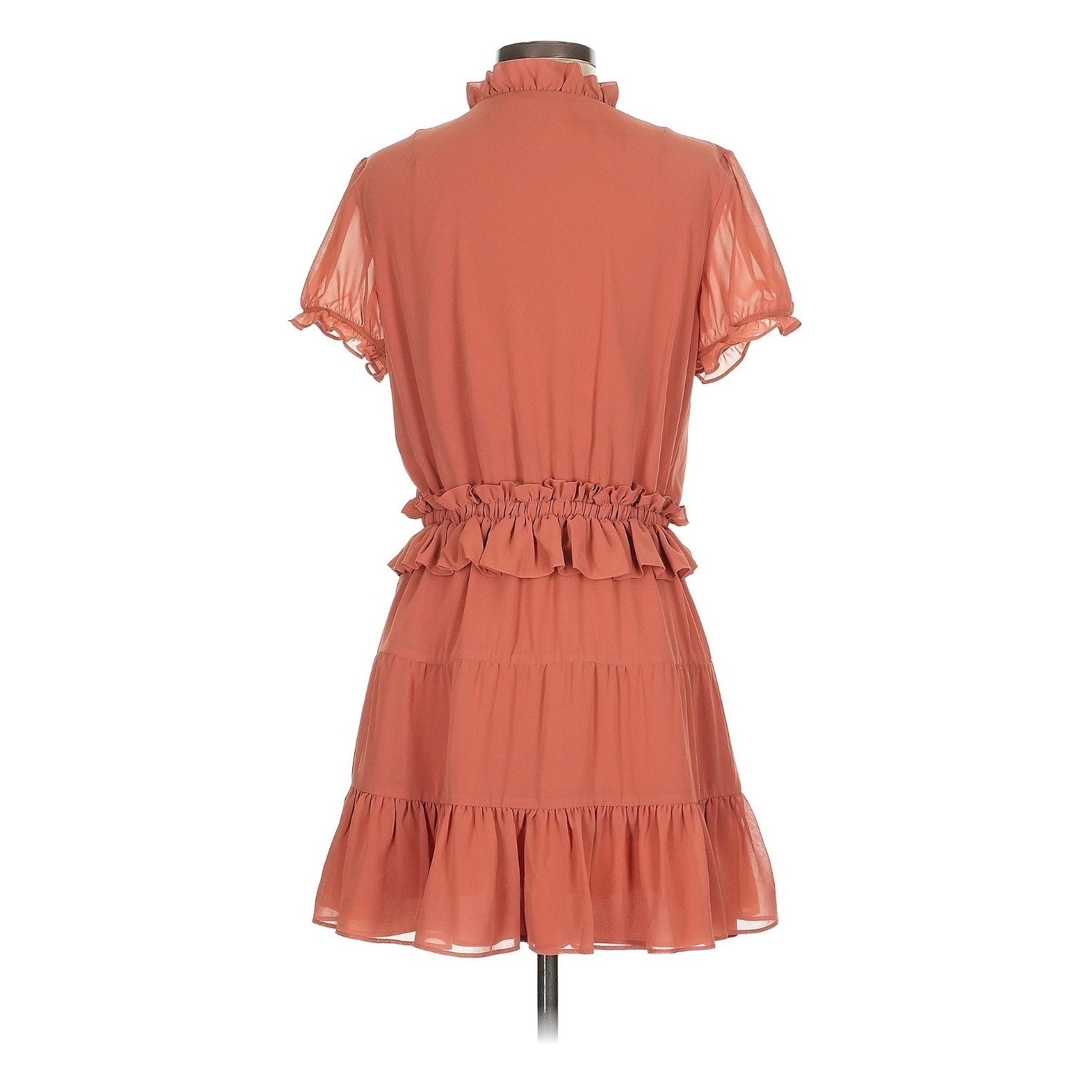 Tularosa Terracotta Rust Orange Ruffle Tiered Mini Dress Tassel Tie Small