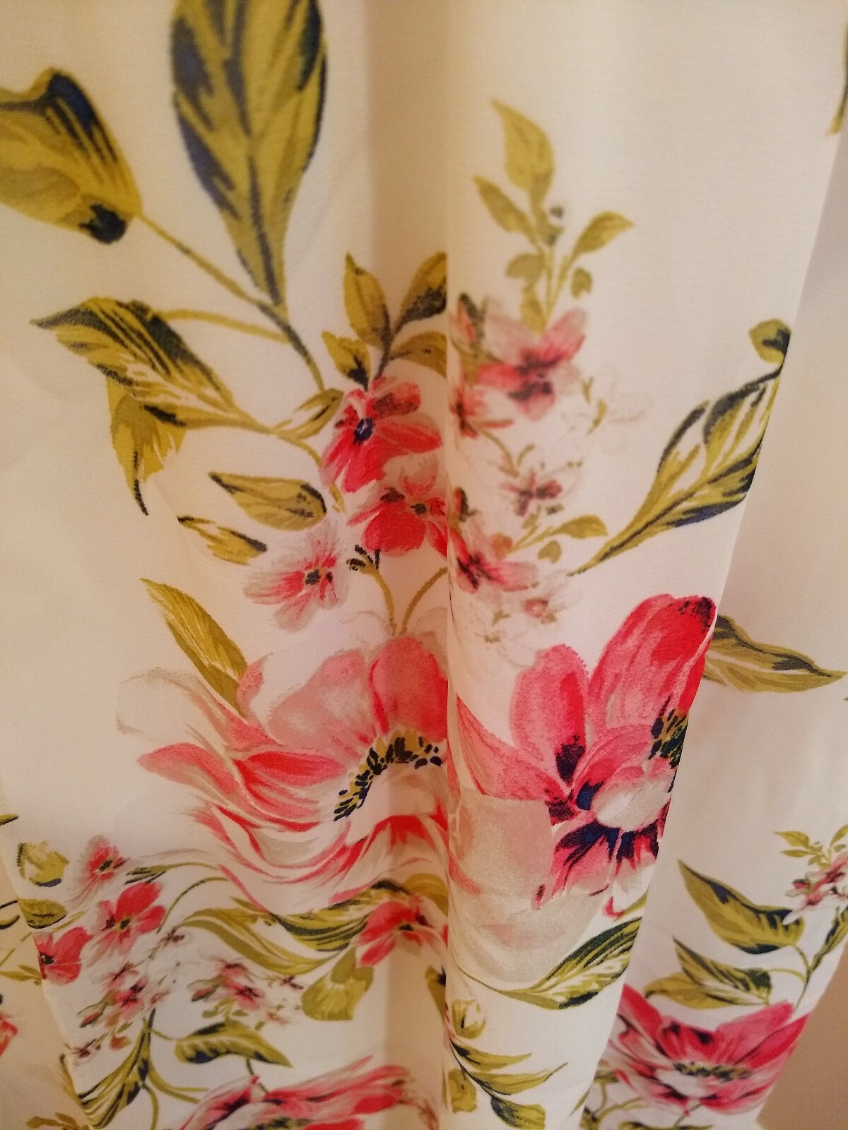 June And Hudson Chiffon Ruffle Maxi Dress Floral Ivory Red Size L Nwt