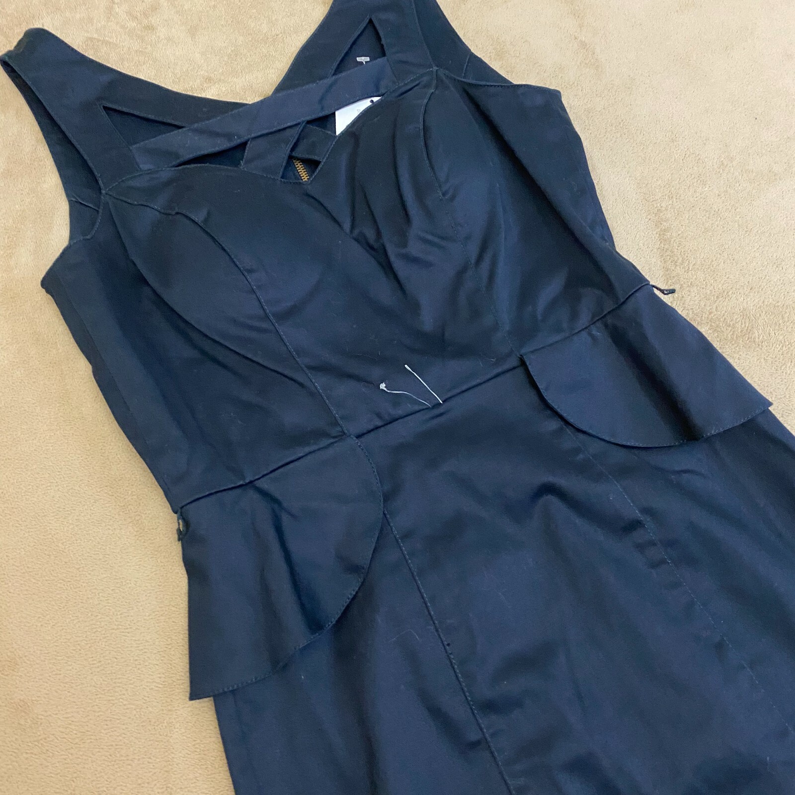 NWT XOXO Womens Navy Blue Sleeveless Wide Strap Zipper Shift Dress Size 7/8 NEW