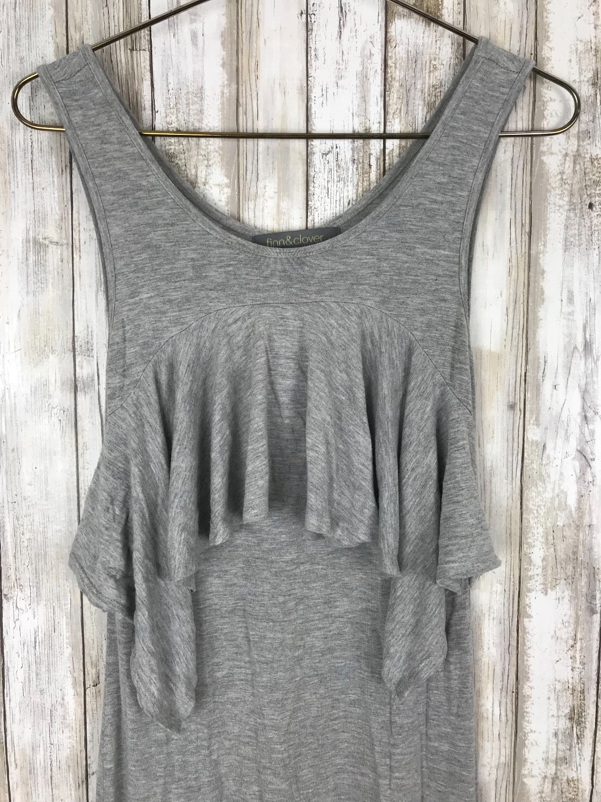 Finn & Clove Gray Ruffle Sleeveless Maxi Long Dress S Small