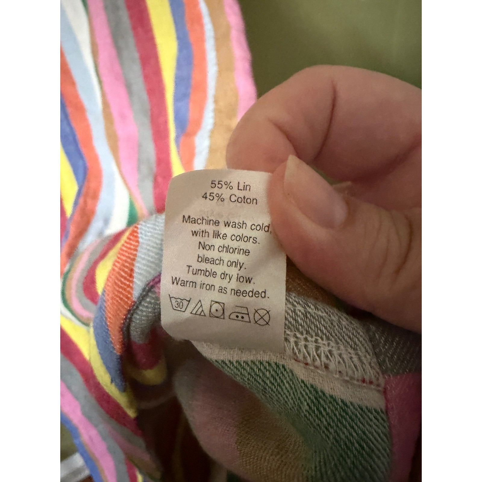 J.Crew Multi Color Vertical Stripe Rainbow Linen Cotton Shirt Dress XS Mini