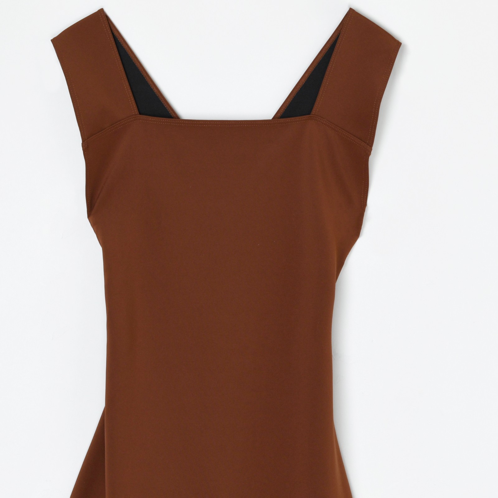 Calvin Klein Collection Brown Cross Strap Open Back Midi Sheath Apron Dress S