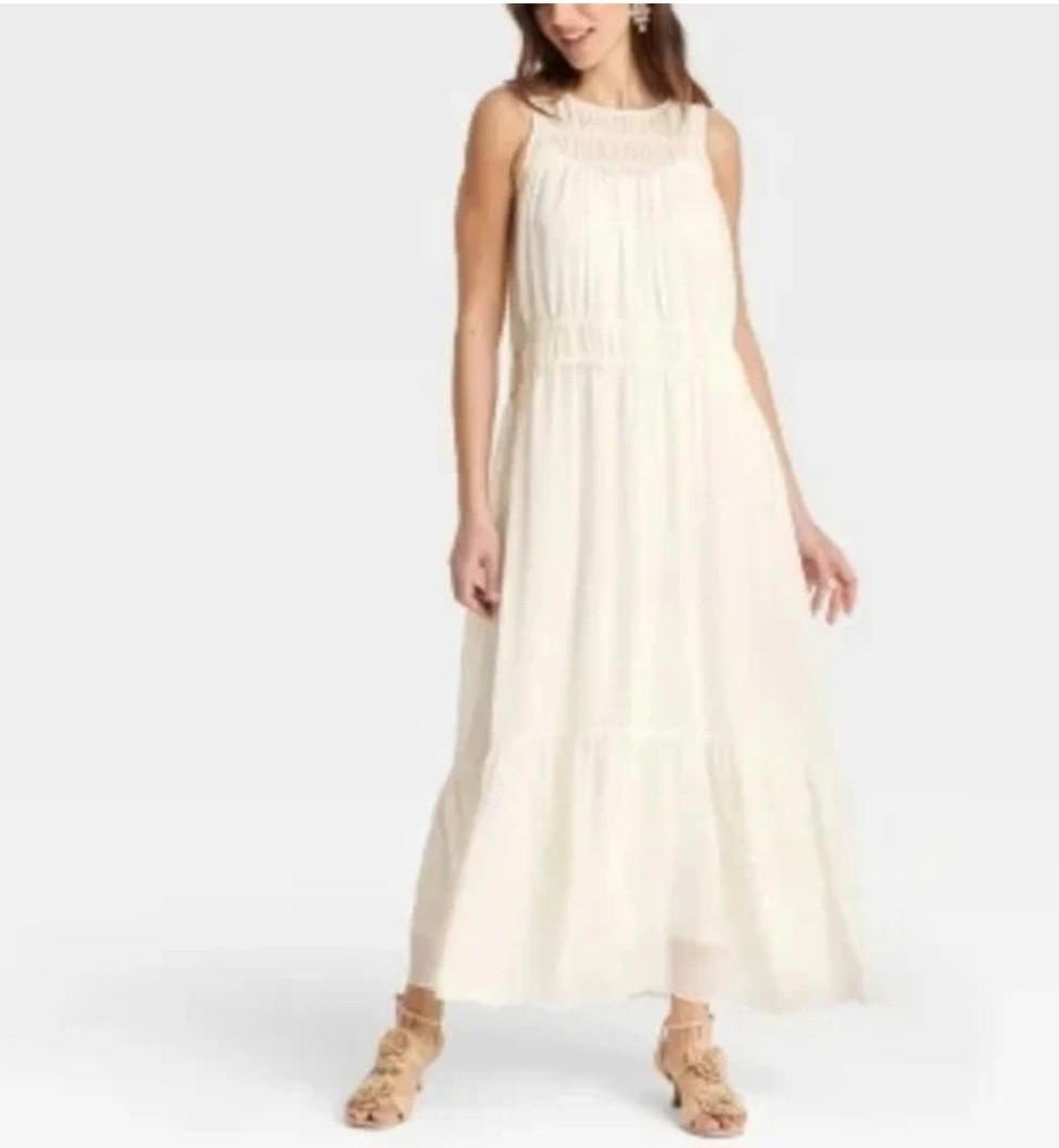 NWT universal thread Cream Chiffon Maxi Dress Size XL