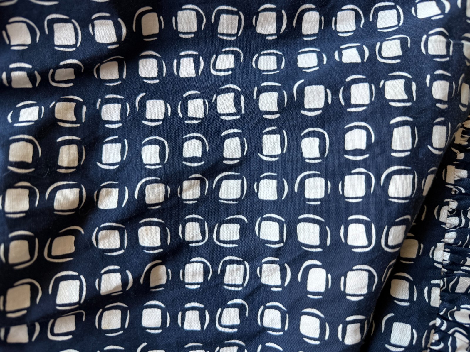 MaxMara Navy/Cream Gina Fit & Flare Geo Pattern Poplin Dress Size US 6