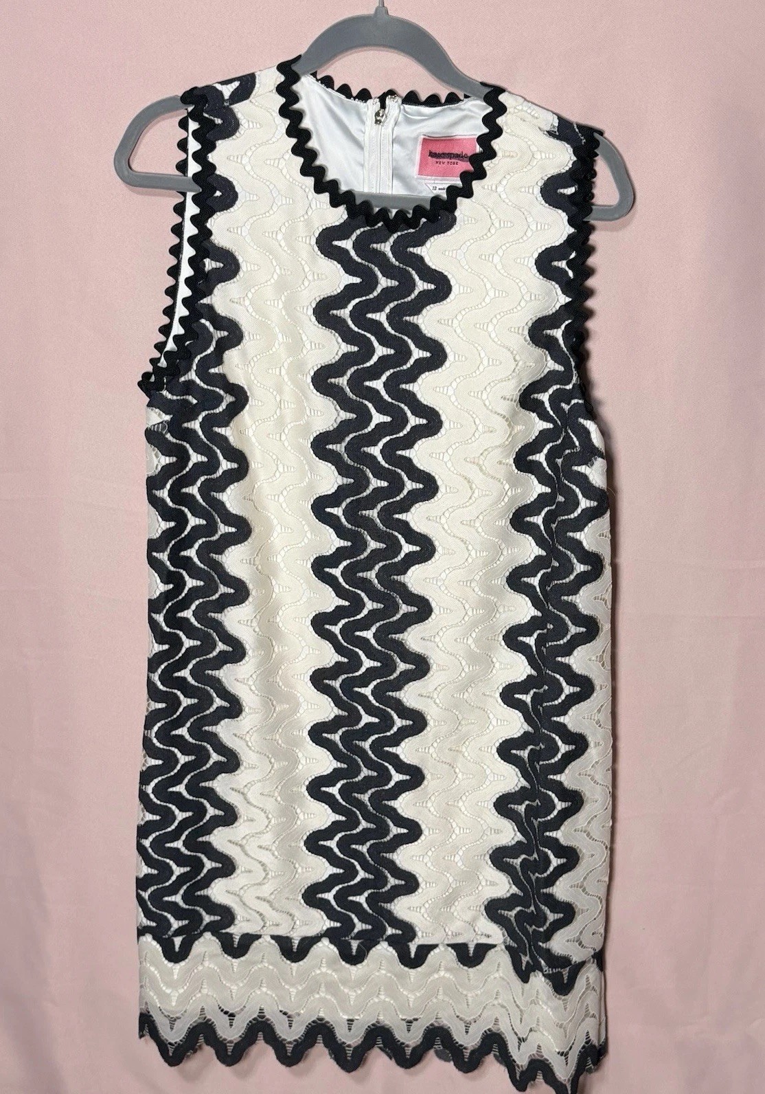 Kate Spade White and Black Vertical Striped Mod Dress Size 12 NWOT