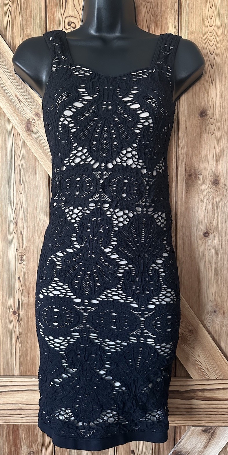 FREE PEOPLE Intimately Women’s Size M/L Black Tan Lace Sleeveless Bodycon Dress