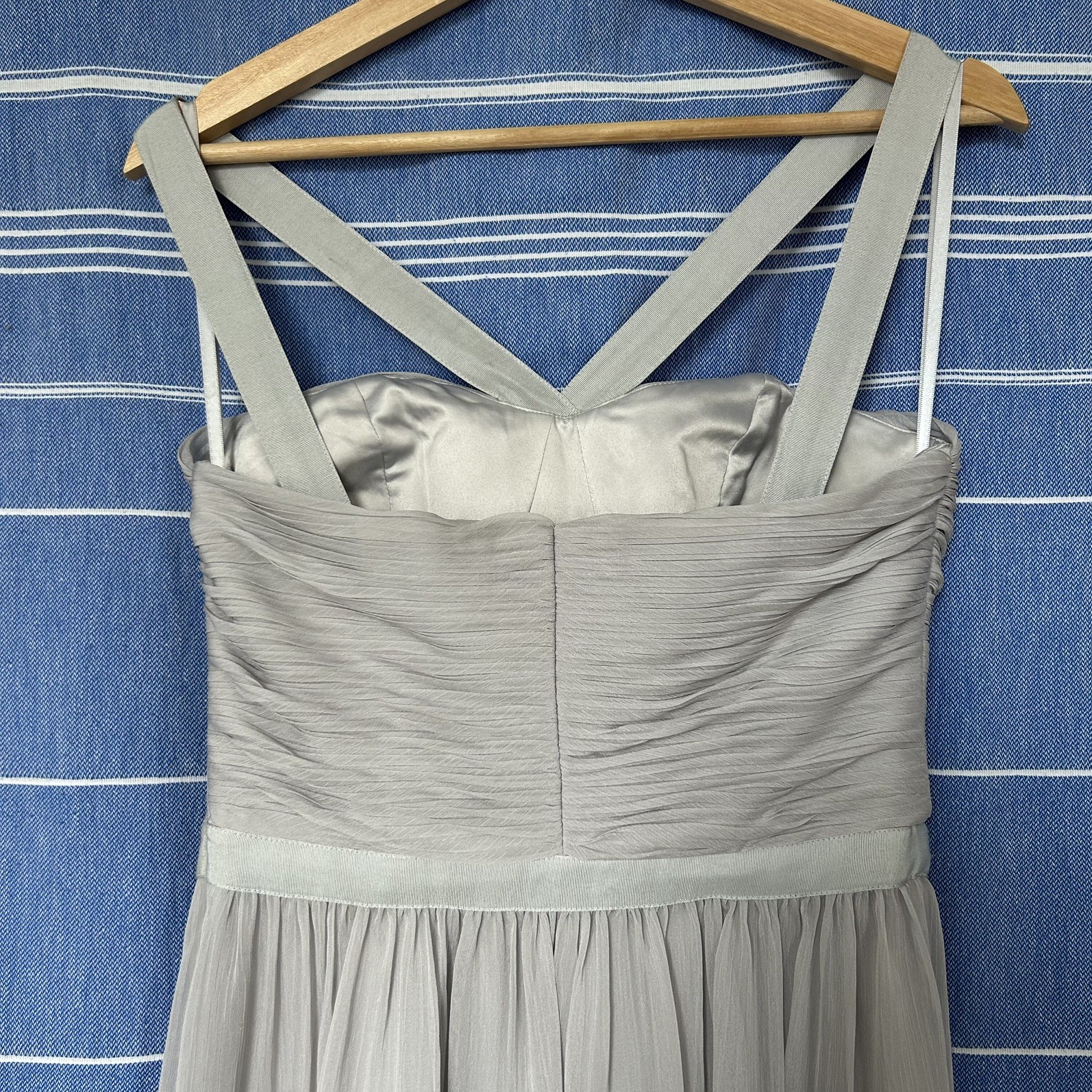 TED BAKER LANGLEY ‘Skaio’ Grey Long Maxi Dress Size 2 UK 10 Ballgown Prom Strap