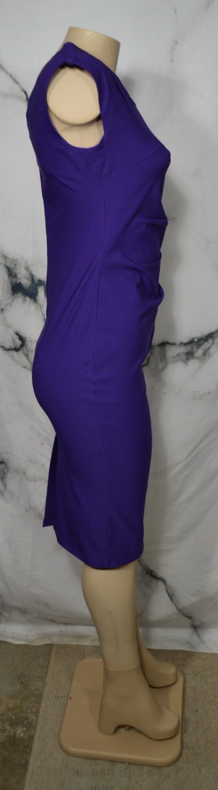 MUXXN BOUTIQUE NEW NWT Blue Asymmetrical V Neck Slight Cap Sleeve Dress Large