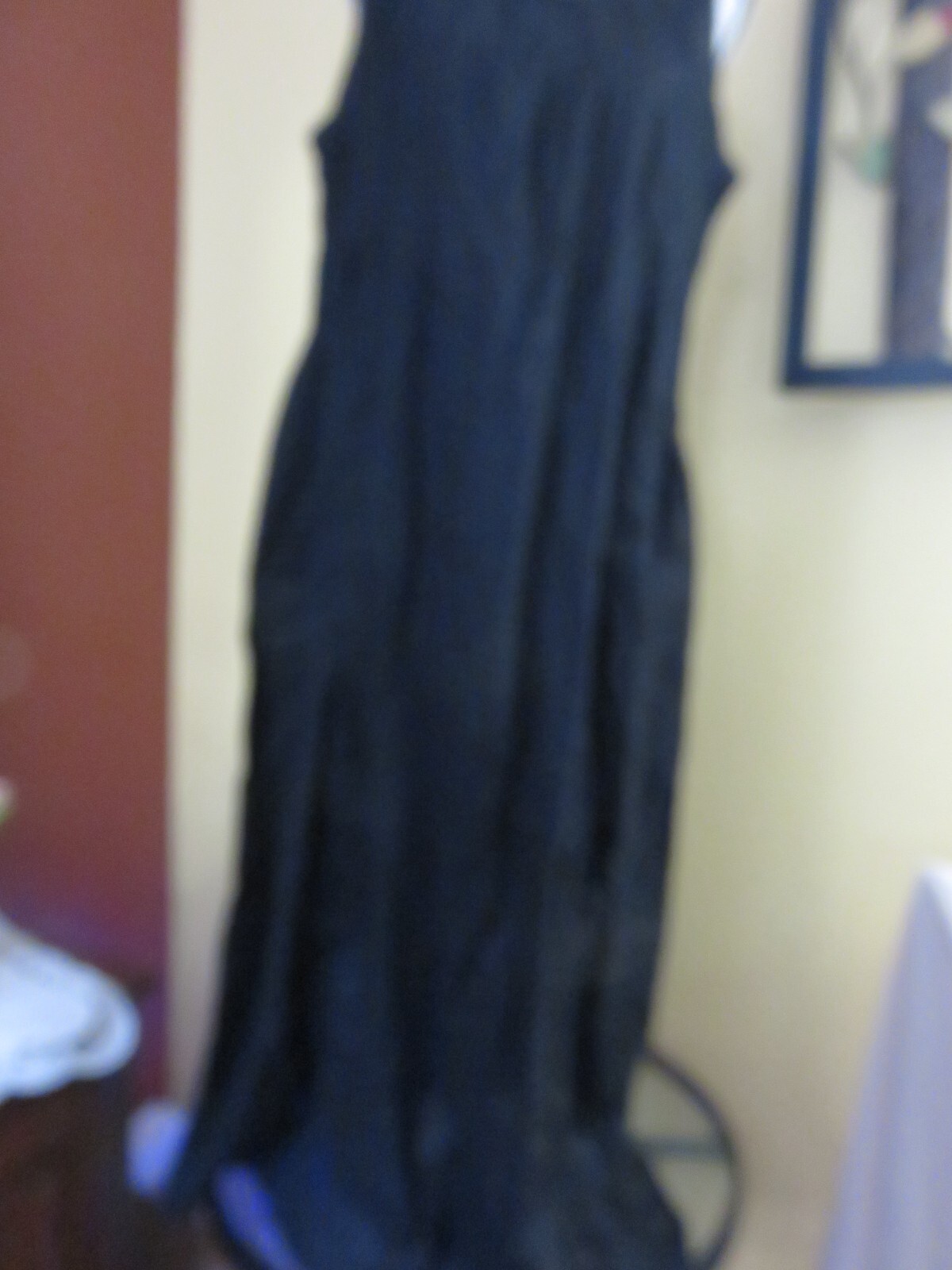 Finity Black dress, floor length with scalloped neckline. Size 12, NWT