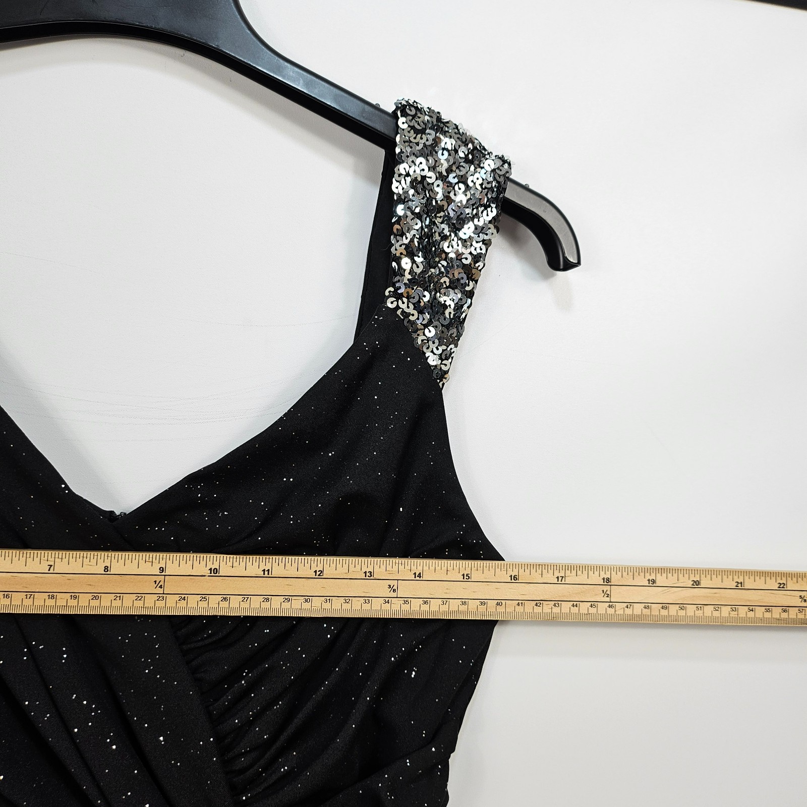 Ever Pretty – Black Sequin Strap Maxi Evening Dress V-Neck – XL – BNWT