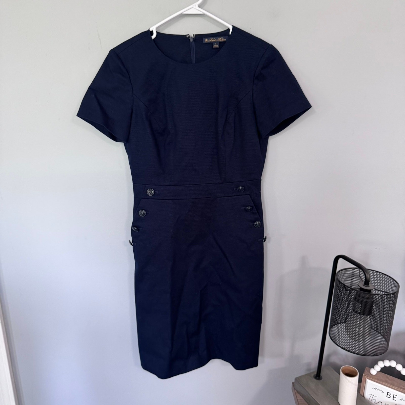 Brooks Brothers Dark Blue Navy Dress Short Sleeves Women’s Size 4 w/ Pockets