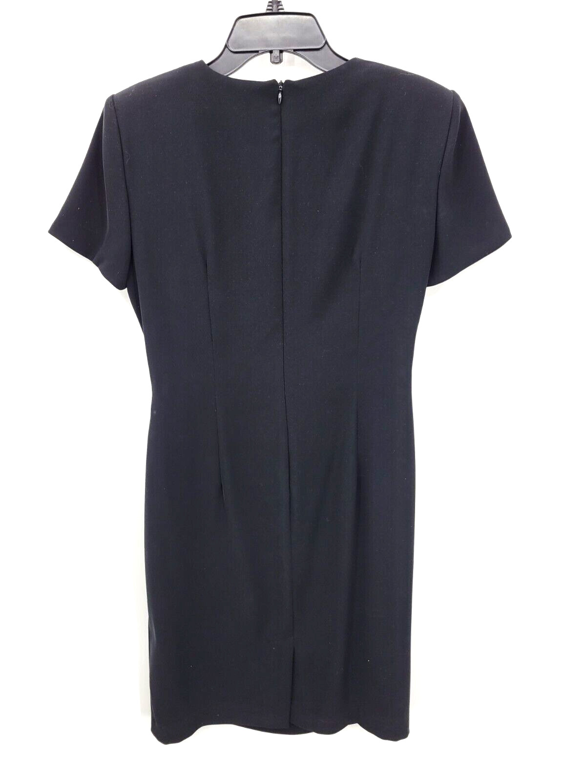 David Warren New York Dress Womens 8 Black Short Sleeve Ruched Waist Sheath