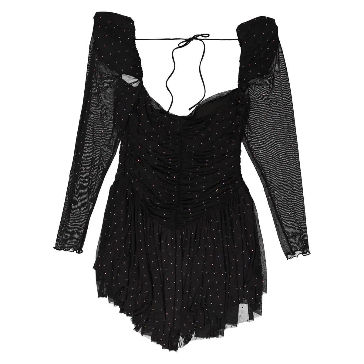 Rotate Rhinestone-Embellished Ruffle Mesh Mini Dress